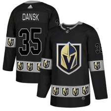 Men's Adidas Vegas Golden Knights #35 Oscar Dansk Authentic Black Team Logo Fashion NHL Jersey