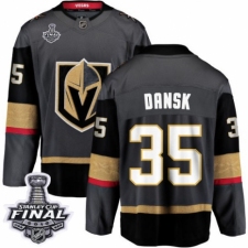 Men's Vegas Golden Knights #35 Oscar Dansk Authentic Black Home Fanatics Branded Breakaway 2018 Stanley Cup Final NHL Jersey