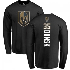 NHL Adidas Vegas Golden Knights #35 Oscar Dansk Black Backer Long Sleeve T-Shirt