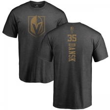 NHL Adidas Vegas Golden Knights #35 Oscar Dansk Charcoal One Color Backer T-Shirt