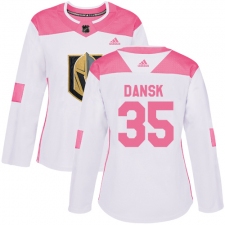 Women's Adidas Vegas Golden Knights #35 Oscar Dansk Authentic White/Pink Fashion NHL Jersey