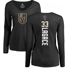NHL Women's Adidas Vegas Golden Knights #33 Maxime Lagace Black Backer Slim Fit Long Sleeve T-Shirt
