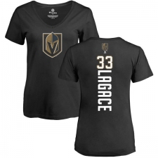 NHL Women's Adidas Vegas Golden Knights #33 Maxime Lagace Black Backer Slim Fit V-Neck T-Shirt