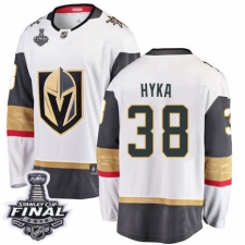 Men's Vegas Golden Knights #38 Tomas Hyka Authentic White Away Fanatics Branded Breakaway 2018 Stanley Cup Final NHL Jersey