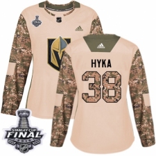 Women's Adidas Vegas Golden Knights #38 Tomas Hyka Authentic Camo Veterans Day Practice 2018 Stanley Cup Final NHL Jersey