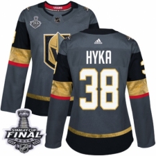 Women's Adidas Vegas Golden Knights #38 Tomas Hyka Authentic Gray Home 2018 Stanley Cup Final NHL Jersey