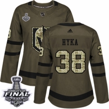 Women's Adidas Vegas Golden Knights #38 Tomas Hyka Authentic Green Salute to Service 2018 Stanley Cup Final NHL Jersey