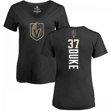 NHL Women's Adidas Vegas Golden Knights #37 Reid Duke Black Backer Slim Fit V-Neck T-Shirt