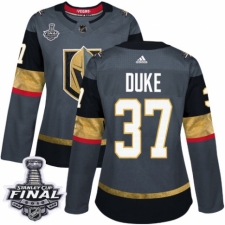 Women's Adidas Vegas Golden Knights #37 Reid Duke Authentic Gray Home 2018 Stanley Cup Final NHL Jersey
