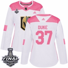 Women's Adidas Vegas Golden Knights #37 Reid Duke Authentic White/Pink Fashion 2018 Stanley Cup Final NHL Jersey