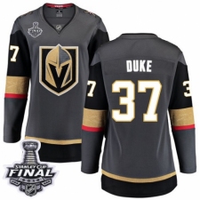 Women's Vegas Golden Knights #37 Reid Duke Authentic Black Home Fanatics Branded Breakaway 2018 Stanley Cup Final NHL Jersey