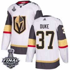 Youth Adidas Vegas Golden Knights #37 Reid Duke Authentic White Away 2018 Stanley Cup Final NHL Jersey