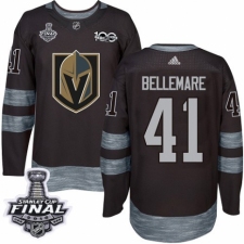 Men's Adidas Vegas Golden Knights #41 Pierre-Edouard Bellemare Authentic Black 1917-2017 100th Anniversary 2018 Stanley Cup Final NHL Jersey