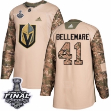 Men's Adidas Vegas Golden Knights #41 Pierre-Edouard Bellemare Authentic Camo Veterans Day Practice 2018 Stanley Cup Final NHL Jersey