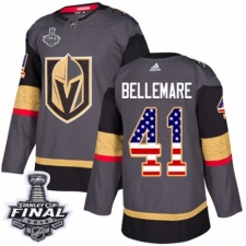 Men's Adidas Vegas Golden Knights #41 Pierre-Edouard Bellemare Authentic Gray USA Flag Fashion 2018 Stanley Cup Final NHL Jersey
