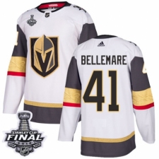 Men's Adidas Vegas Golden Knights #41 Pierre-Edouard Bellemare Authentic White Away 2018 Stanley Cup Final NHL Jersey