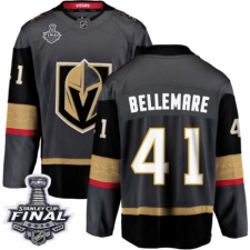 Men's Vegas Golden Knights #41 Pierre-Edouard Bellemare Authentic Black Home Fanatics Branded Breakaway 2018 Stanley Cup Final NHL Jersey