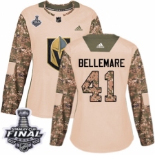 Women's Adidas Vegas Golden Knights #41 Pierre-Edouard Bellemare Authentic Camo Veterans Day Practice 2018 Stanley Cup Final NHL Jersey