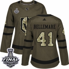 Women's Adidas Vegas Golden Knights #41 Pierre-Edouard Bellemare Authentic Green Salute to Service 2018 Stanley Cup Final NHL Jersey