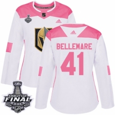 Women's Adidas Vegas Golden Knights #41 Pierre-Edouard Bellemare Authentic White/Pink Fashion 2018 Stanley Cup Final NHL Jersey