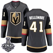 Women's Vegas Golden Knights #41 Pierre-Edouard Bellemare Authentic Black Home Fanatics Branded Breakaway 2018 Stanley Cup Final NHL Jersey