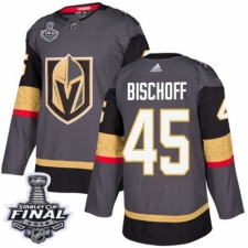 Men's Adidas Vegas Golden Knights #45 Jake Bischoff Authentic Gray Home 2018 Stanley Cup Final NHL Jersey