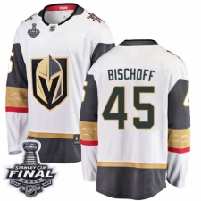 Men's Vegas Golden Knights #45 Jake Bischoff Authentic White Away Fanatics Branded Breakaway 2018 Stanley Cup Final NHL Jersey