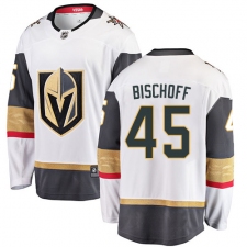 Men's Vegas Golden Knights #45 Jake Bischoff Authentic White Away Fanatics Branded Breakaway NHL Jersey