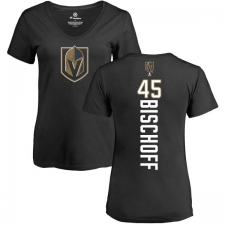 NHL Women's Adidas Vegas Golden Knights #45 Jake Bischoff Black Backer Slim Fit V-Neck T-Shirt