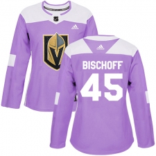 Women's Adidas Vegas Golden Knights #45 Jake Bischoff Authentic Purple Fights Cancer Practice NHL Jersey