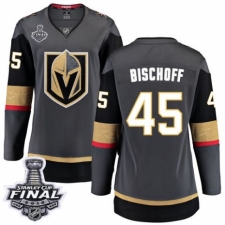 Women's Vegas Golden Knights #45 Jake Bischoff Authentic Black Home Fanatics Branded Breakaway 2018 Stanley Cup Final NHL Jersey