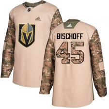 Youth Adidas Vegas Golden Knights #45 Jake Bischoff Authentic Camo Veterans Day Practice NHL Jersey