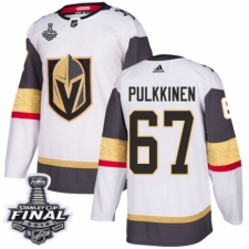 Men's Adidas Vegas Golden Knights #67 Teemu Pulkkinen Authentic White Away 2018 Stanley Cup Final NHL Jersey