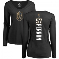 NHL Women's Adidas Vegas Golden Knights #57 David Perron Black Backer Slim Fit Long Sleeve T-Shirt
