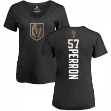 NHL Women's Adidas Vegas Golden Knights #57 David Perron Black Backer Slim Fit V-Neck T-Shirt