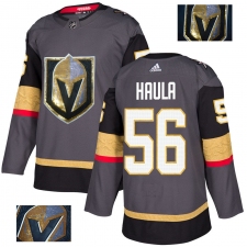 Men's Adidas Vegas Golden Knights #56 Erik Haula Authentic Gray Fashion Gold NHL Jersey
