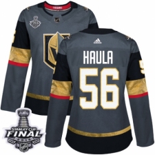 Women's Adidas Vegas Golden Knights #56 Erik Haula Authentic Gray Home 2018 Stanley Cup Final NHL Jersey