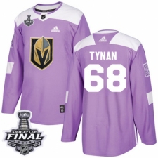 Men's Adidas Vegas Golden Knights #68 T.J. Tynan Authentic Purple Fights Cancer Practice 2018 Stanley Cup Final NHL Jersey
