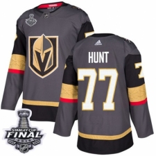 Men's Adidas Vegas Golden Knights #77 Brad Hunt Authentic Gray Home 2018 Stanley Cup Final NHL Jersey