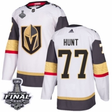 Men's Adidas Vegas Golden Knights #77 Brad Hunt Authentic White Away 2018 Stanley Cup Final NHL Jersey