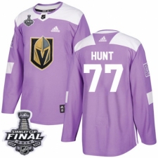 Youth Adidas Vegas Golden Knights #77 Brad Hunt Authentic Purple Fights Cancer Practice 2018 Stanley Cup Final NHL Jersey
