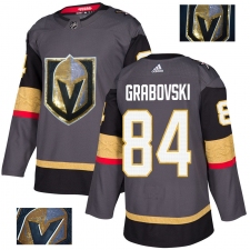 Men's Adidas Vegas Golden Knights #84 Mikhail Grabovski Authentic Gray Fashion Gold NHL Jersey