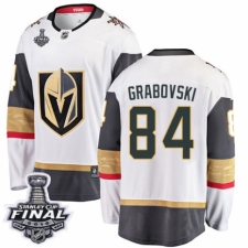 Men's Vegas Golden Knights #84 Mikhail Grabovski Authentic White Away Fanatics Branded Breakaway 2018 Stanley Cup Final NHL Jersey