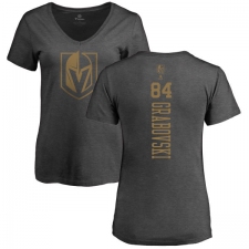 NHL Women's Adidas Vegas Golden Knights #84 Mikhail Grabovski Charcoal One Color Backer T-Shirt
