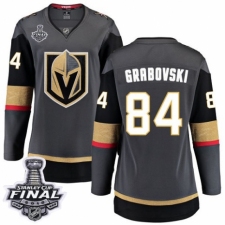 Women's Vegas Golden Knights #84 Mikhail Grabovski Authentic Black Home Fanatics Branded Breakaway 2018 Stanley Cup Final NHL Jersey
