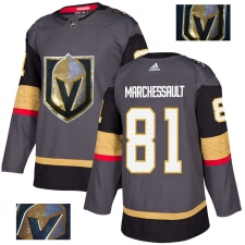 Men's Adidas Vegas Golden Knights #81 Jonathan Marchessault Authentic Gray Fashion Gold NHL Jersey