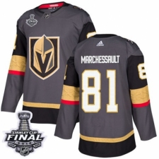 Men's Adidas Vegas Golden Knights #81 Jonathan Marchessault Premier Gray Home 2018 Stanley Cup Final NHL Jersey