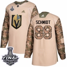 Men's Adidas Vegas Golden Knights #88 Nate Schmidt Authentic Camo Veterans Day Practice 2018 Stanley Cup Final NHL Jersey