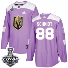 Men's Adidas Vegas Golden Knights #88 Nate Schmidt Authentic Purple Fights Cancer Practice 2018 Stanley Cup Final NHL Jersey