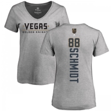 NHL Women's Adidas Vegas Golden Knights #88 Nate Schmidt Gray Backer Slim Fit V-Neck T-Shirt